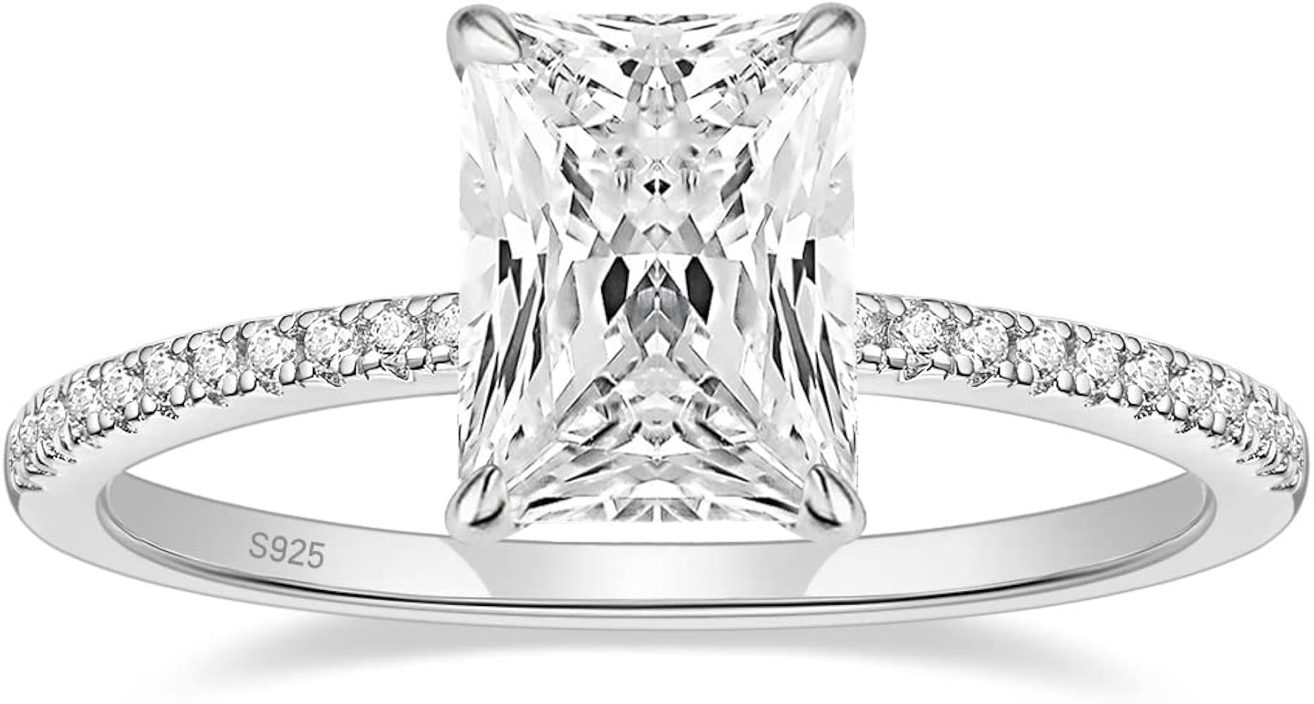 EAMTI 3CT 925 Sterling Silver Engagement Rings Radiant Cut Solitaire Cubic Zirconia CZ Wedding Pr... | Amazon (US)