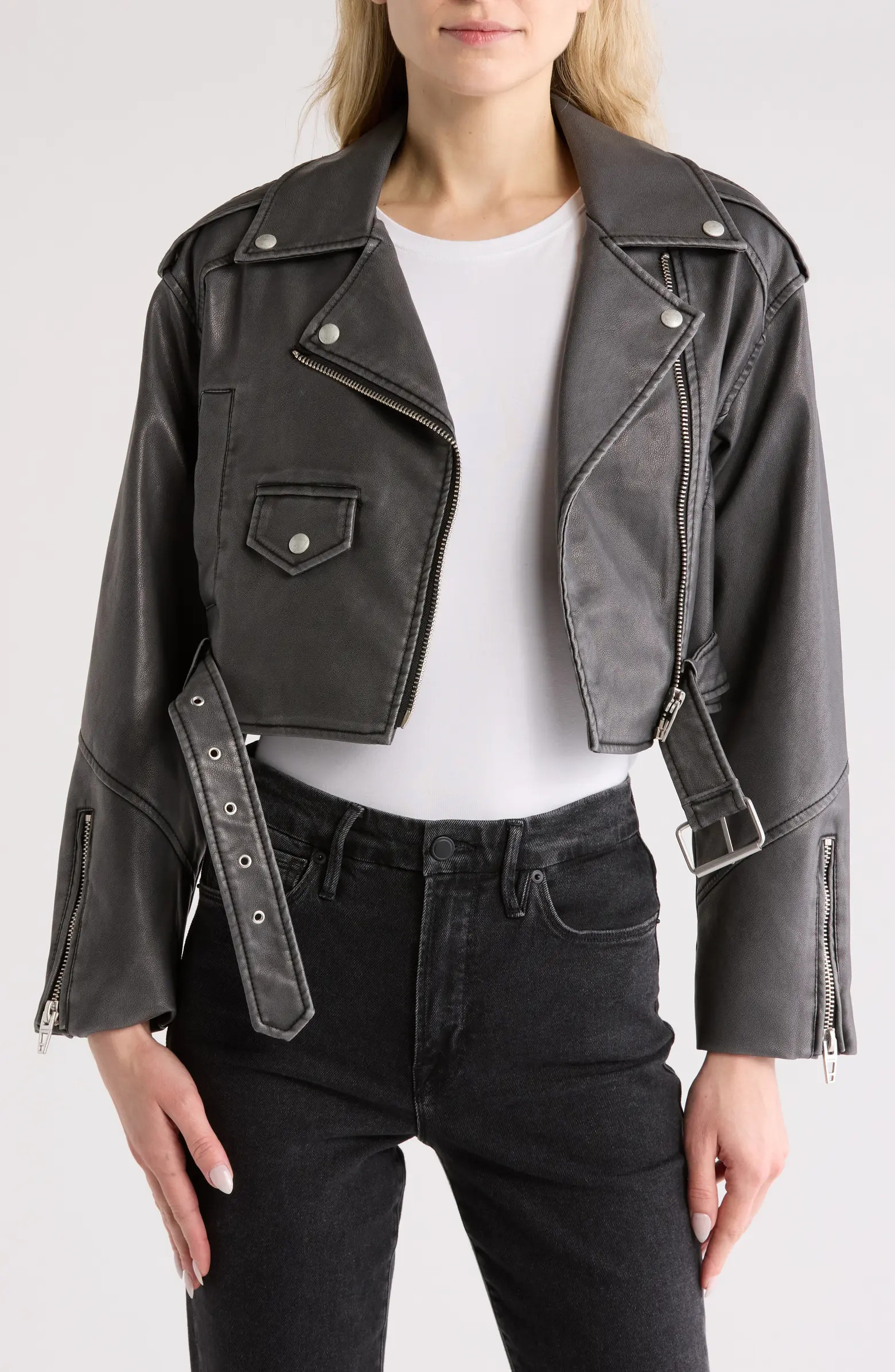 BLANKNYC Back in Time Faux Leather Crop Moto Jacket | Nordstromrack | Nordstrom Rack