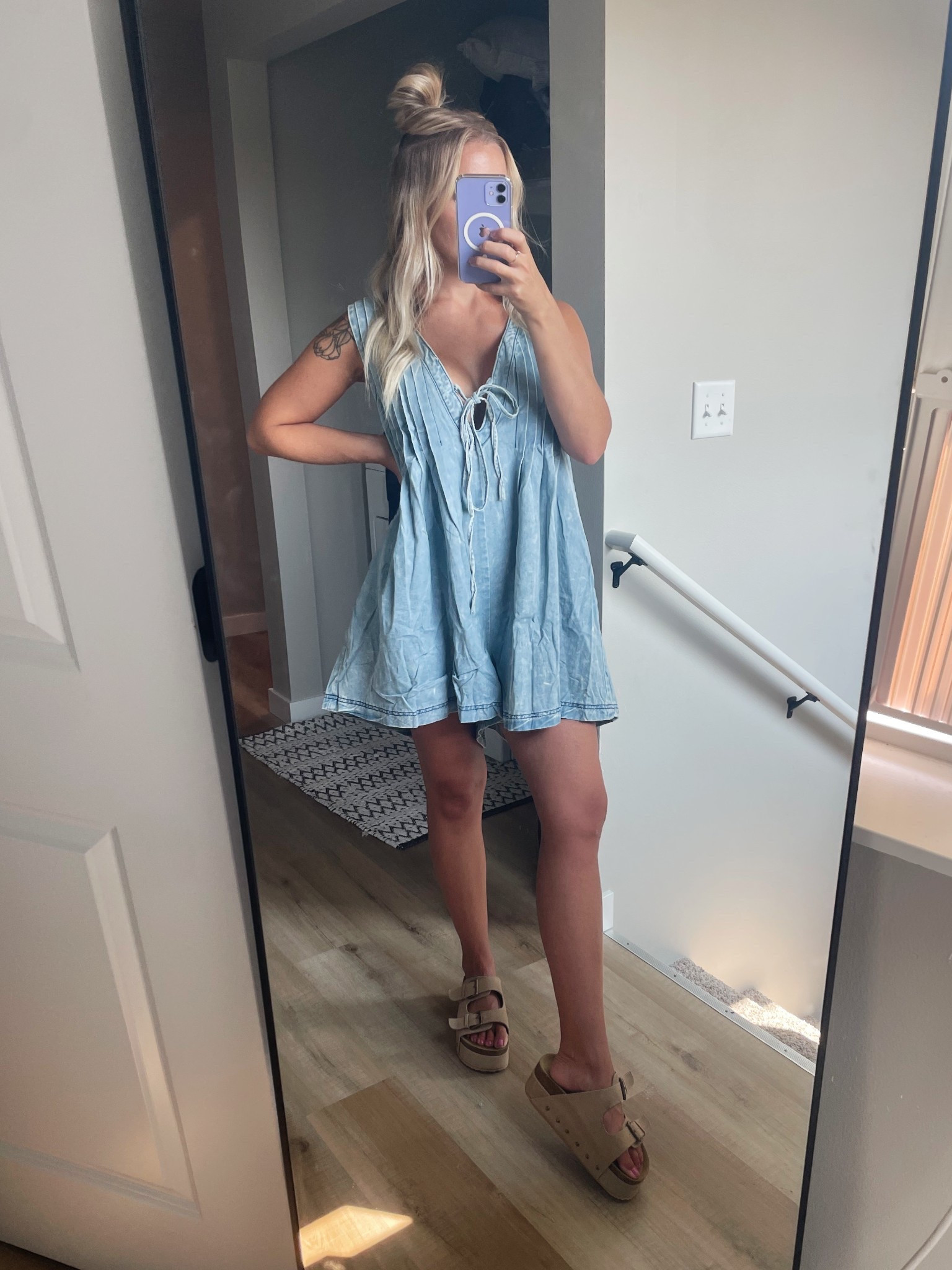 Denim dress and platform shoes from Amazon! Wearing dress in size small! 

#LTKSeasonal #LTKShoeCrush #LTKFindsUnder50