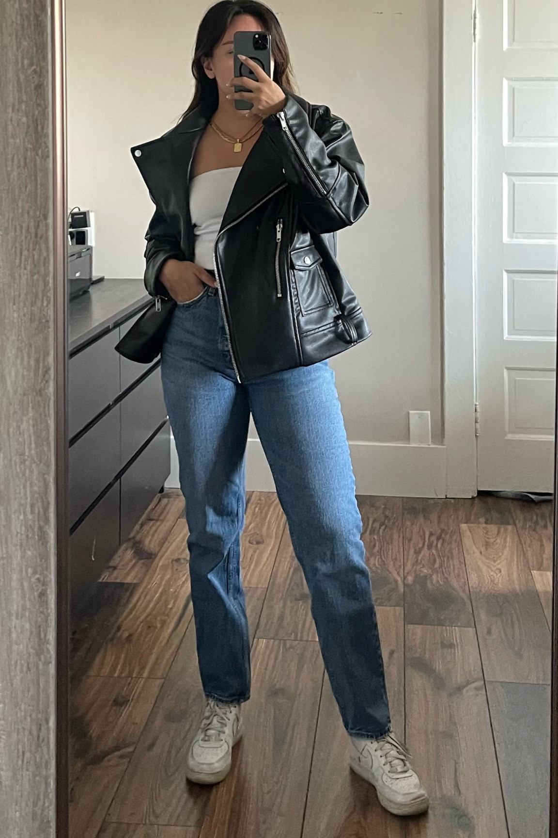 A basic outfit can be easily elevated by adding an oversized leather jacket 

#LTKstyletip #LTKSeasonal #LTKfit