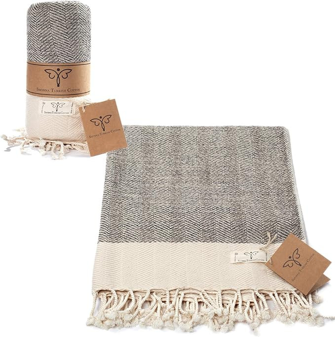 Smyrna Original Turkish Throw Blanket Herringbone Series | 100% Cotton, 60 x 80 Inches | Vintage ... | Amazon (US)