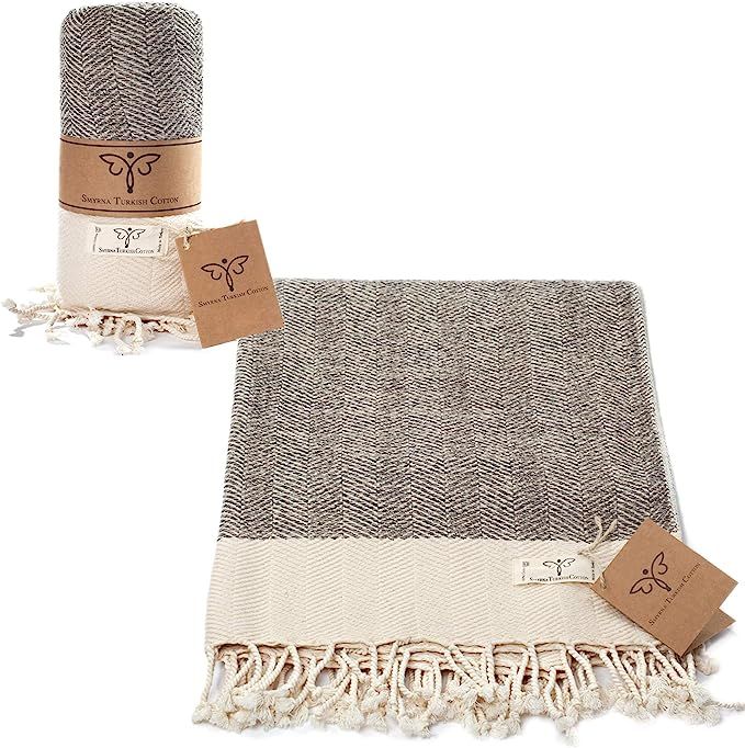 Smyrna Original Turkish Throw Blanket Herringbone Series | 100% Cotton, 60 x 80 Inches | Vintage ... | Amazon (US)