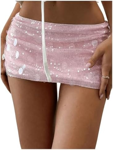 Floerns Women's Sequin Low Waist Mini Skorts Music Festival Night Out Skirt Shorts | Amazon (US)