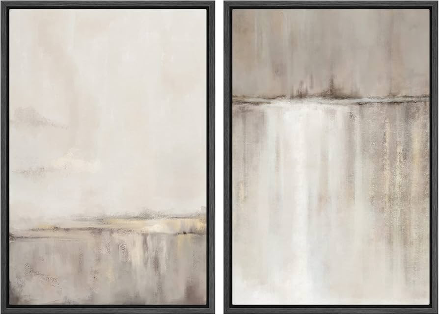 SIGNWIN Framed Canvas Print Wall Art Set Grunge Duotone Tan Landscape Abstract Shapes Illustratio... | Amazon (US)
