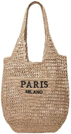 Straw Beach Bags for Women, Large Woven Tote Bag, Summer Shoulder Bag, Hobo Handbag for Vacation,... | Amazon (US)