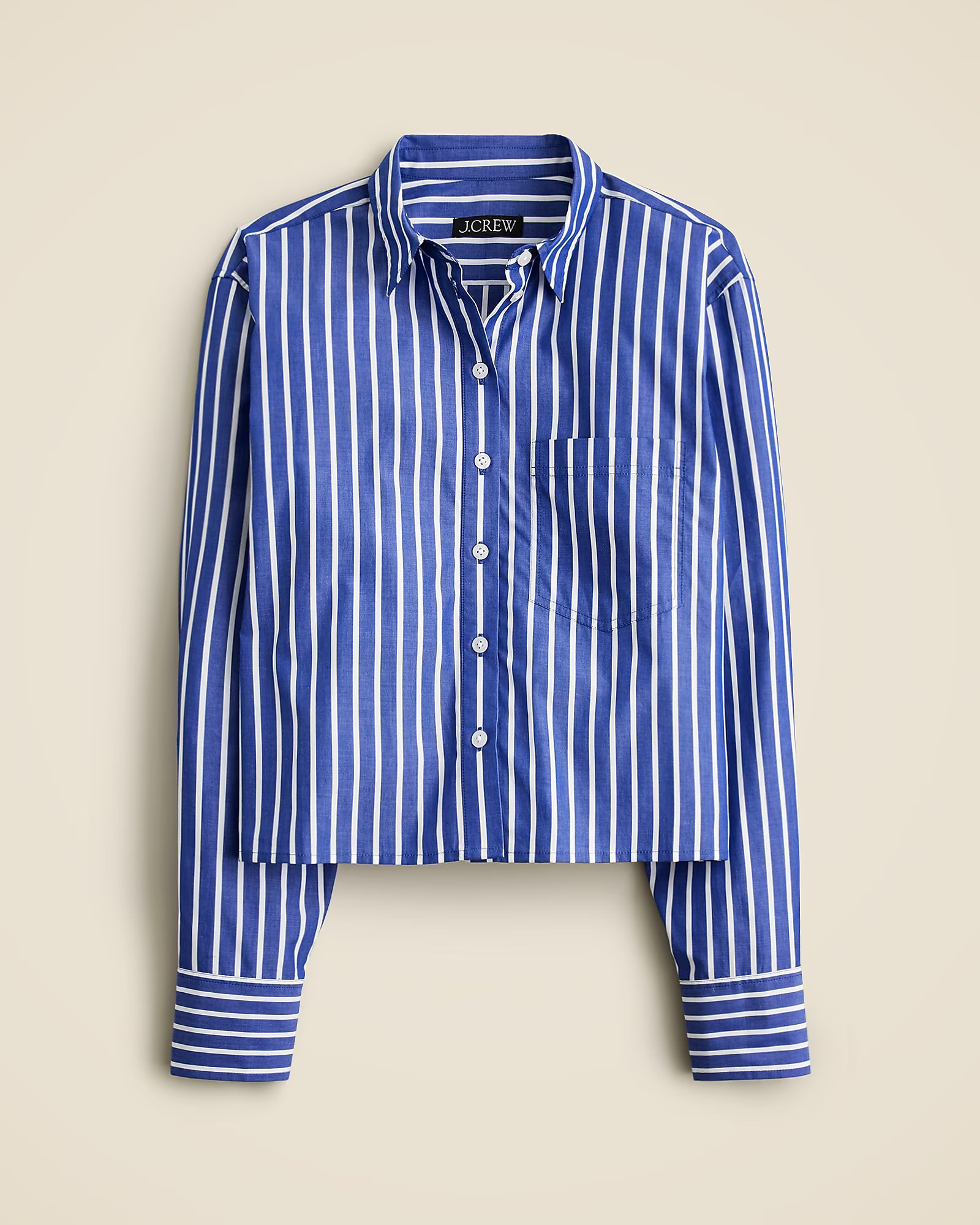 Cropped button-up shirt in stripe | J. Crew US