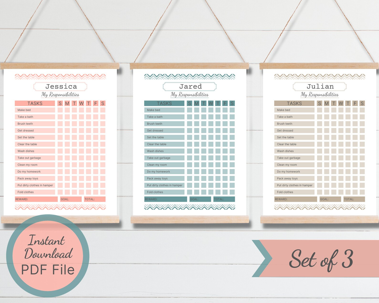Printable Chore Chart / Daily Weekly Visual Routine / Kids Task Checklist / Responsibilities Char... | Etsy (US)
