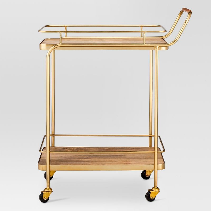 Metal, Wood, and Leather Bar Cart - Gold - Threshold&#8482; | Target