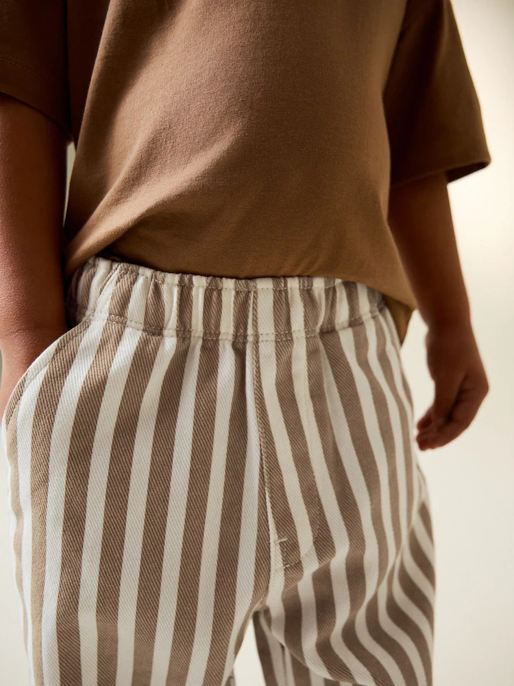 Tan/White Stripe Pull On Wide Trousers (3mths-7yrs) | Next US