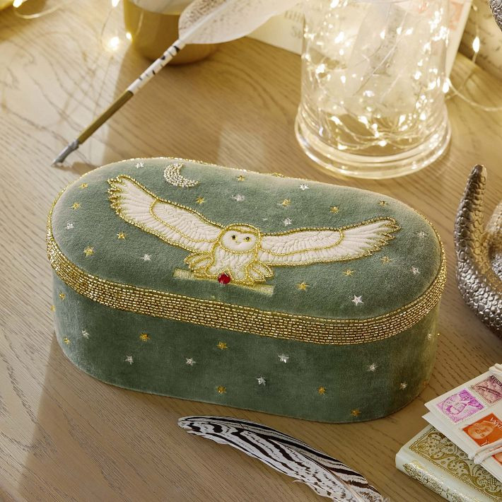 Harry Potter™ Hedwig™ Beaded Velvet Jewelry Box | Pottery Barn Teen