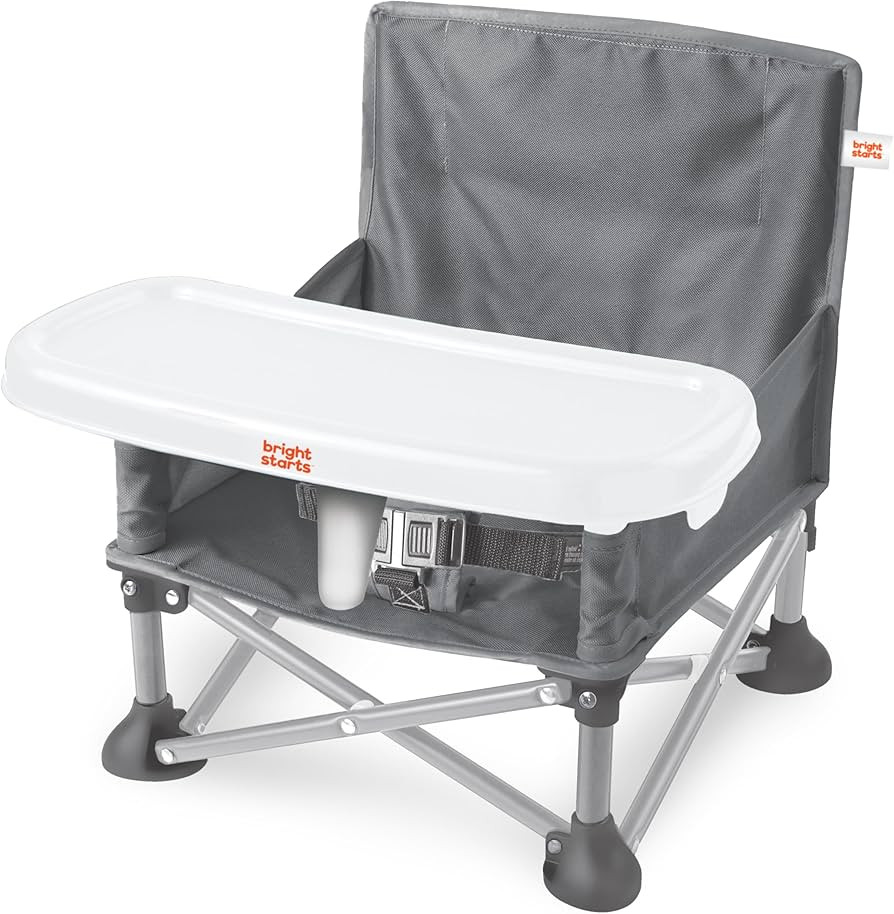 Bright Starts Pop 'N Sit Portable Booster, Indoor/Outdoor Use, Floor Seat with Feeding Tray, Grey... | Amazon (US)
