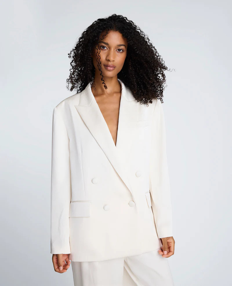 Washed Satin Double-Breasted Boyfriend Jacket | Kenneth Cole