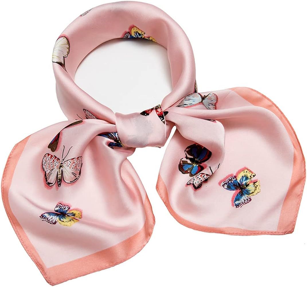 27 inch Silk Feeling Scarf Square Satin Head Scarf Fashion Neck Scarfs for Women | Amazon (US)