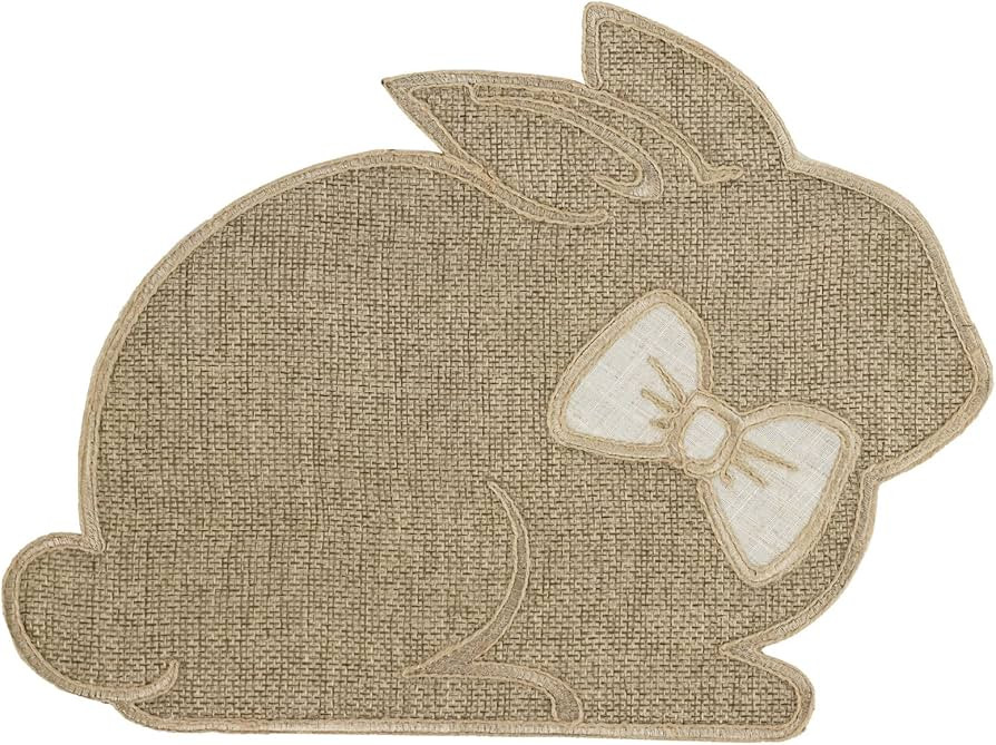 Feuille Easter Placemats Set of 4 – Bunny Placemats in Natural Color with Bowtie for Easter, Po... | Amazon (US)