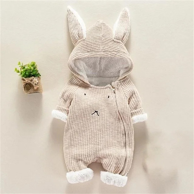 VerPetridure Newborn Baby Girl Boy Rompers Bunny Ear Hooded Jumpsuit Winter Fleece Warm Onesies P... | Walmart (US)