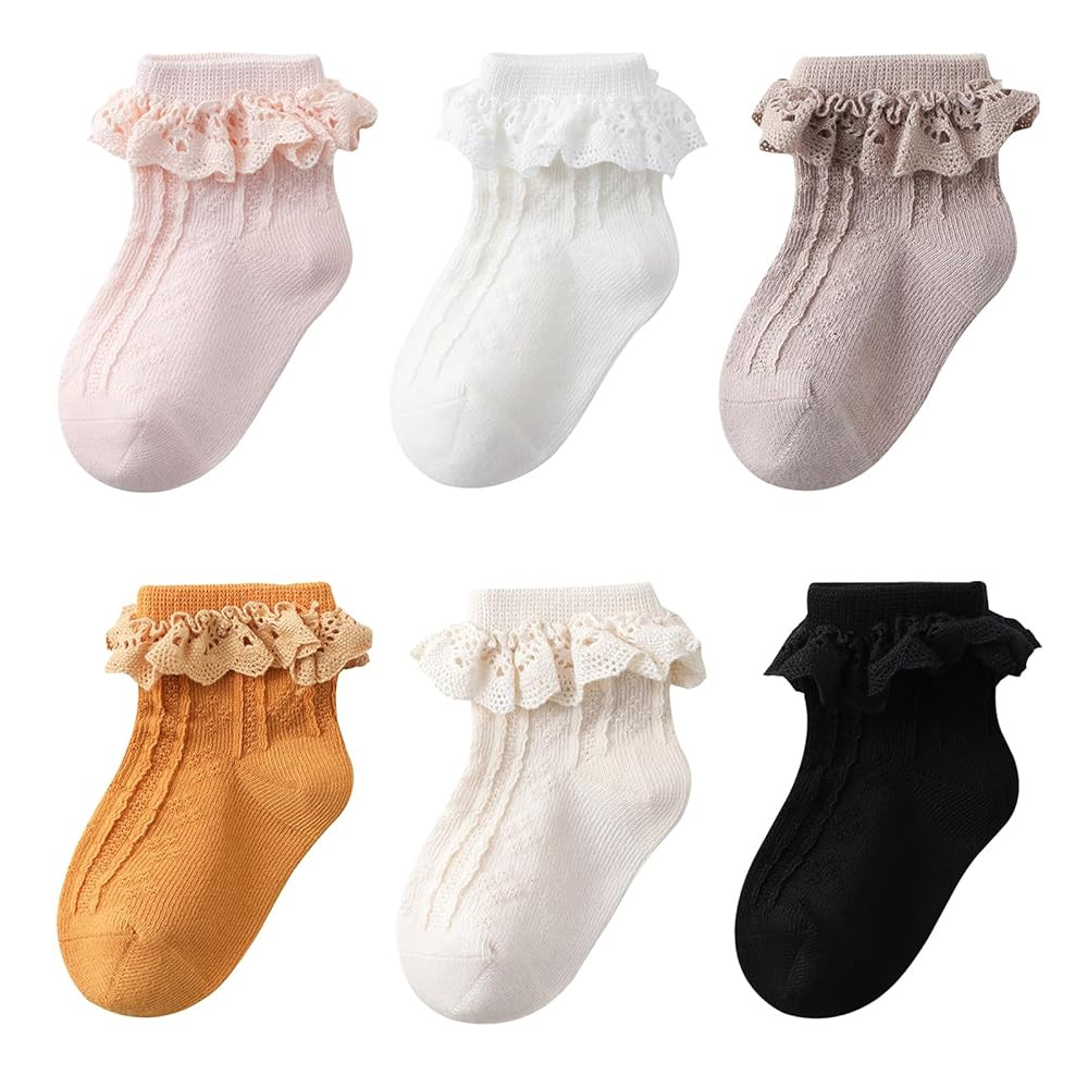 Zumou Toddler Lace Socks Girls Ruffle Eyelet Frilly Princess for Baby Little Kids | Amazon (US)