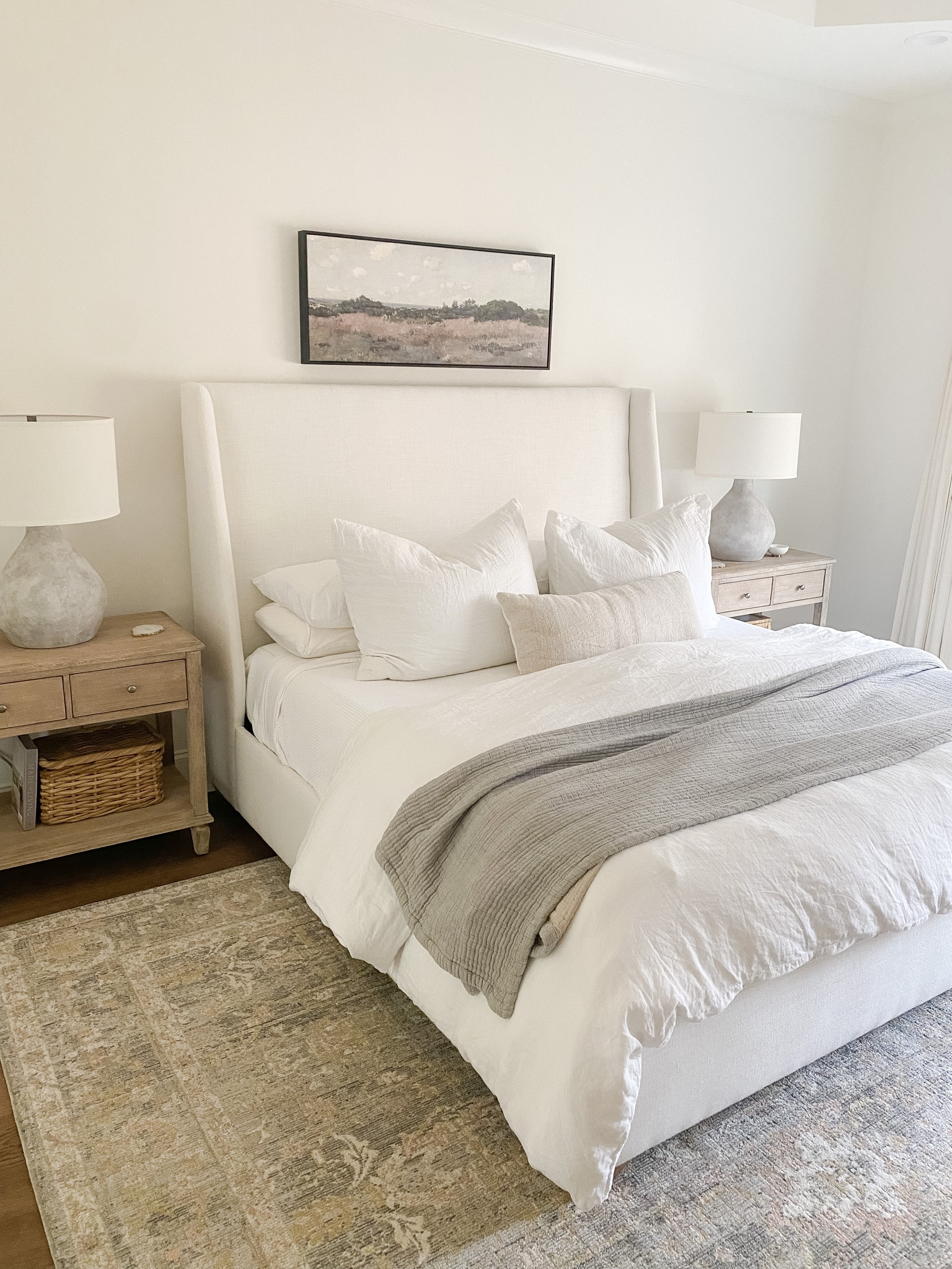 Upholstered bed on sale. Table lamps on sale. White bed. Transitional decor. Shown in Cloud linen. Primary bedroom. Bedroom decor. Bedroom design. 

#LTKsalealert #LTKhome