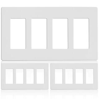 4-Gang Decorator Screwless Wall Plate, GFCI Outlet/Rocker Light Switch Cover, White (3-Pack) | The Home Depot