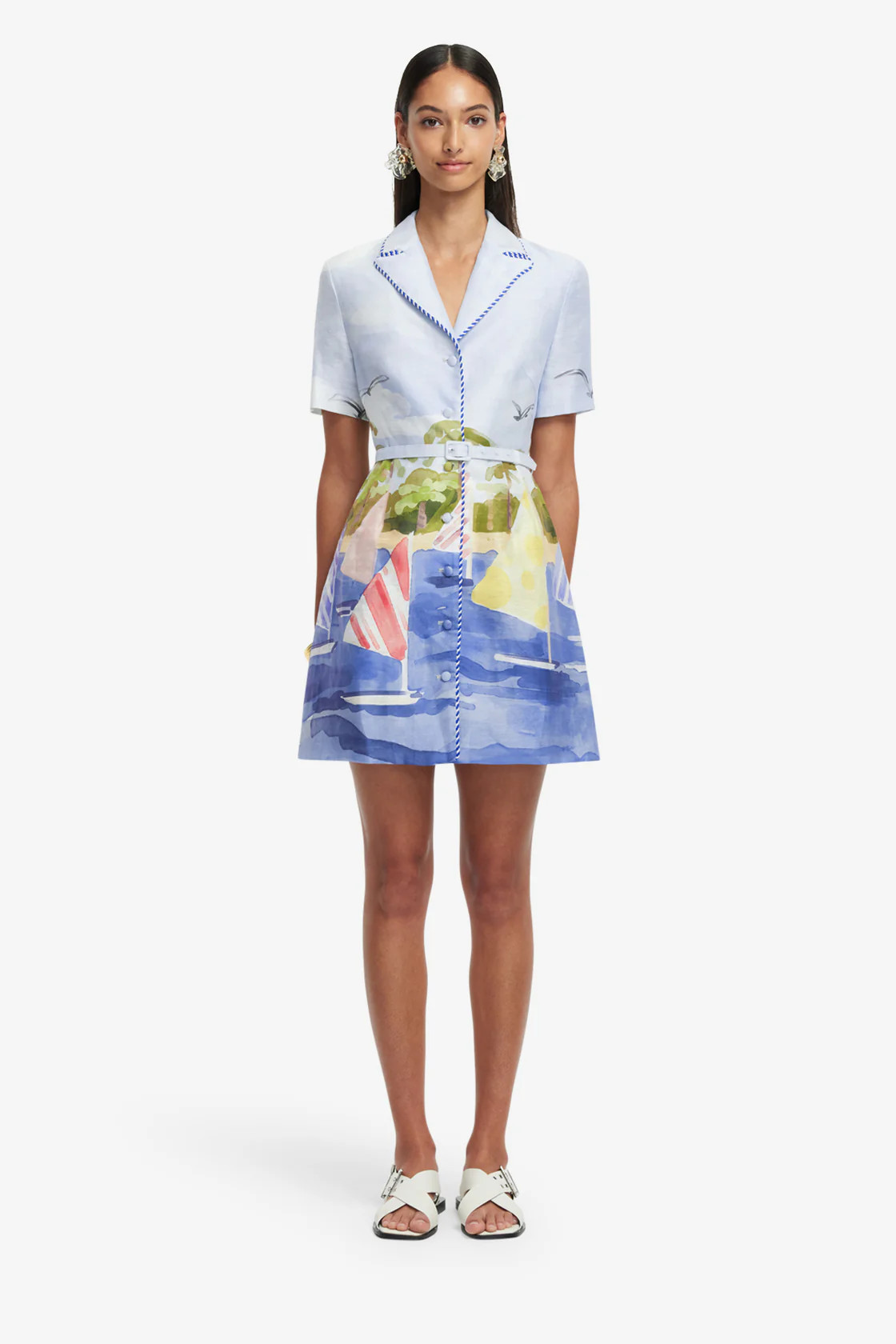 Brigitte Mini Dress - Nautical Print | LEO LIN US