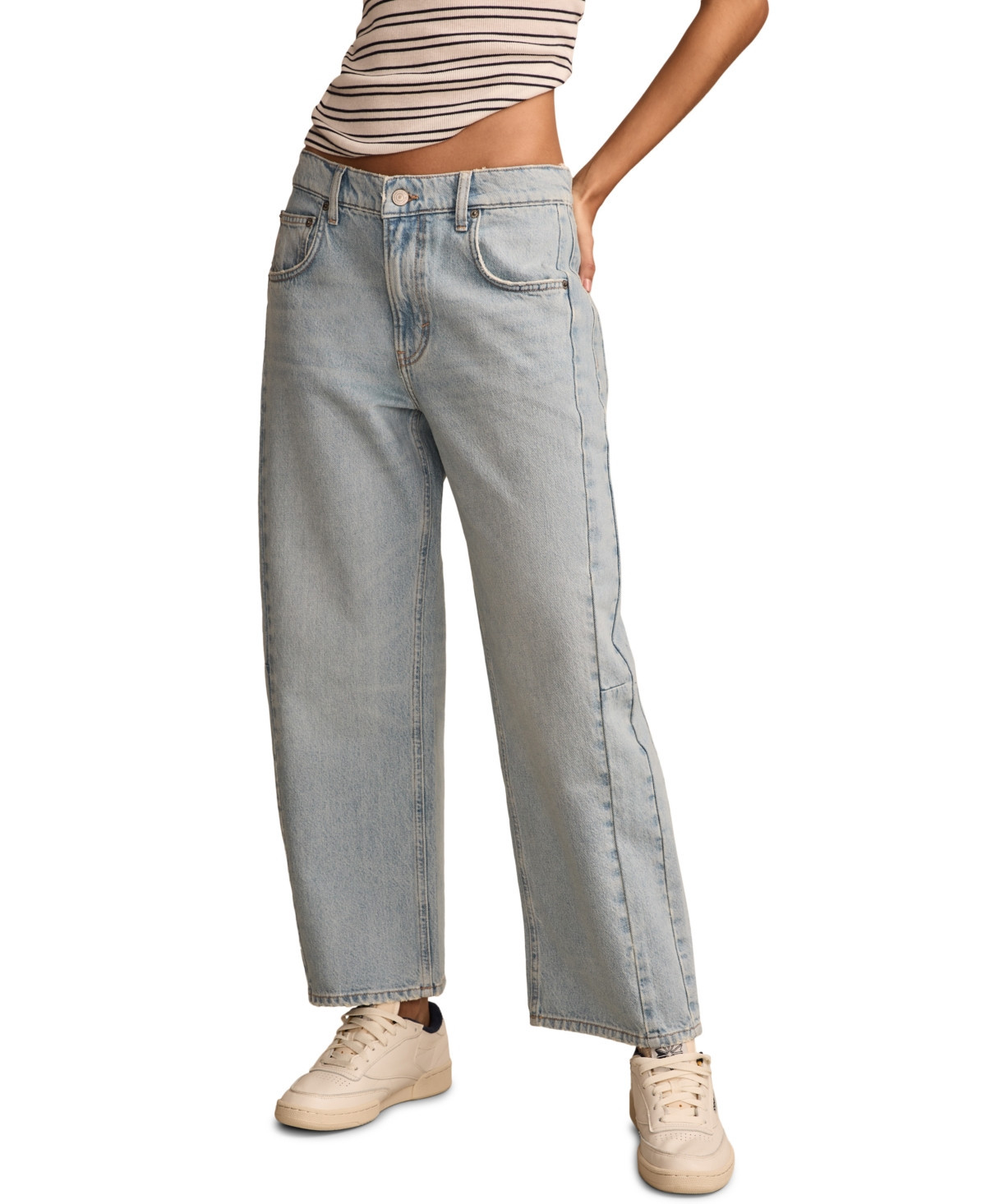 Lucky Brand Women's Distressed High Rise Barrel-Leg Jeans - Precious | Macy's