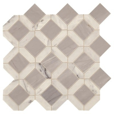 American Olean Genuine Stone White and Gray 12-in x 12-in Glazed Natural Stone Marble Stone Look ... | Lowe's