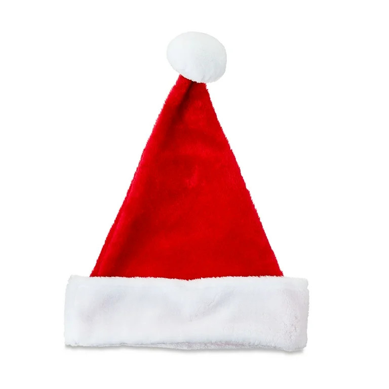 Holiday Time Classic Red & White Plush Santa Hat, Medium, 17" | Walmart (US)