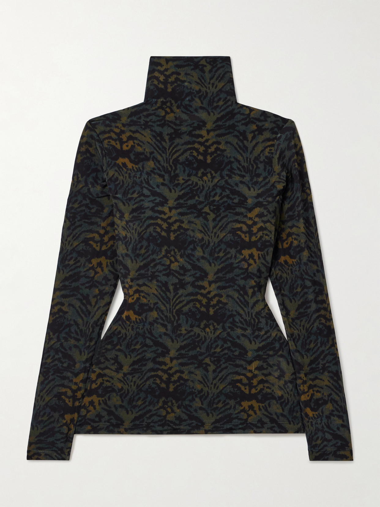 Ulla Johnson - Aurelia Printed Stretch-jersey Turtleneck Top - Green | NET-A-PORTER (US)