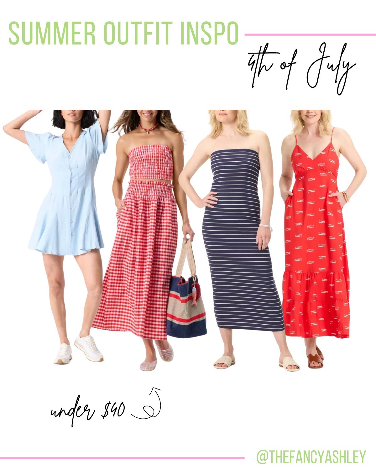Summer outfit inspo: Target coming in HOT with the cutest red, white, and blue dresses—just in time for 4th of July! Perfectly festive, and all under $40—obsessed!

#LTKFindsUnder50 #LTKStyleTip #LTKSeasonal