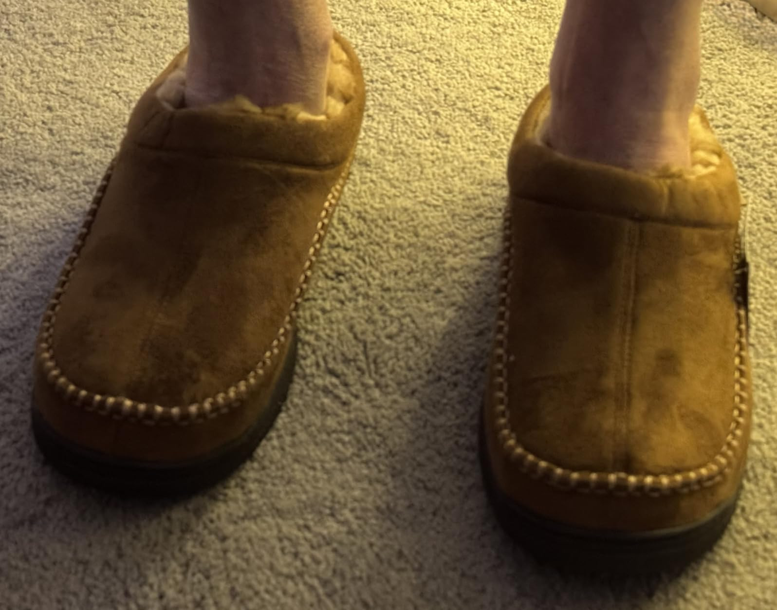 Zigzagger Men's Slip On Moccasin Slippers, Indoor/Outdoor Warm Fuzzy Comfy House Shoes, Fluffy Wi... | Amazon (US)