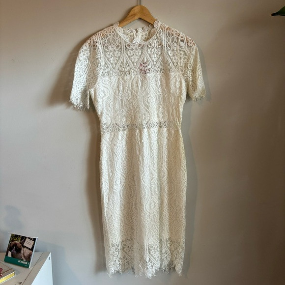 Lulus white lace midi dress | Poshmark