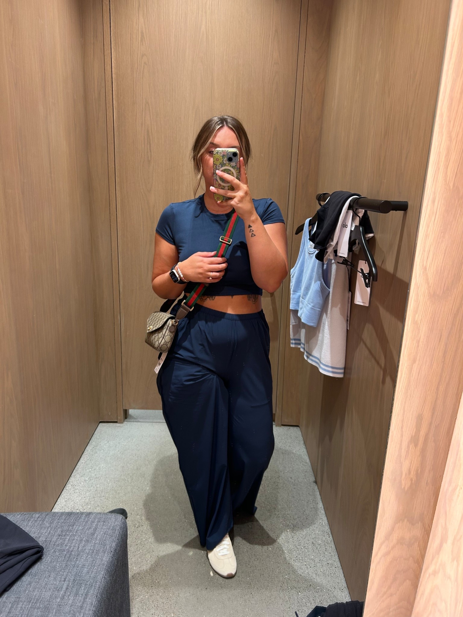 Alo navy matching outfit. These alignments are so soft and so so comfy! Wearing a medium but could probably wear a small! This would be a great travel outfit! 

#LTKActive
