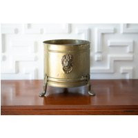 Lion Head Planter, Brass, Footed, Vintage, Hollywood Regency, Hammered | Etsy (US)