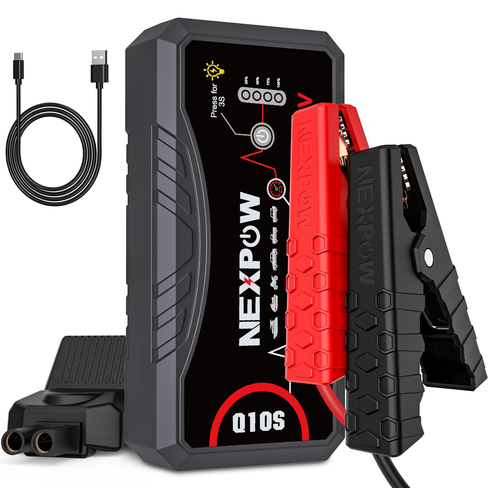 NEXPOW 3000A Peak Car Jump Starter for Up to 9.0L Gas and 7.0L Diesel Engines, 12V Portable Batte... | Amazon (US)