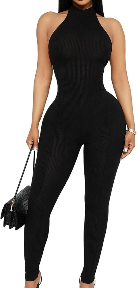 NIFTRIRY One Piece Jumpsuits for Women Sleeveless Halter Button Strapless Jumpsuits Bodyocn Sexy ... | Amazon (US)