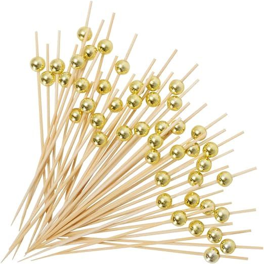 100PCS Fancy Toothpicks for Appetizers, Gold Cocktail Picks for Party Decoration, Appetizer Skewe... | Amazon (US)