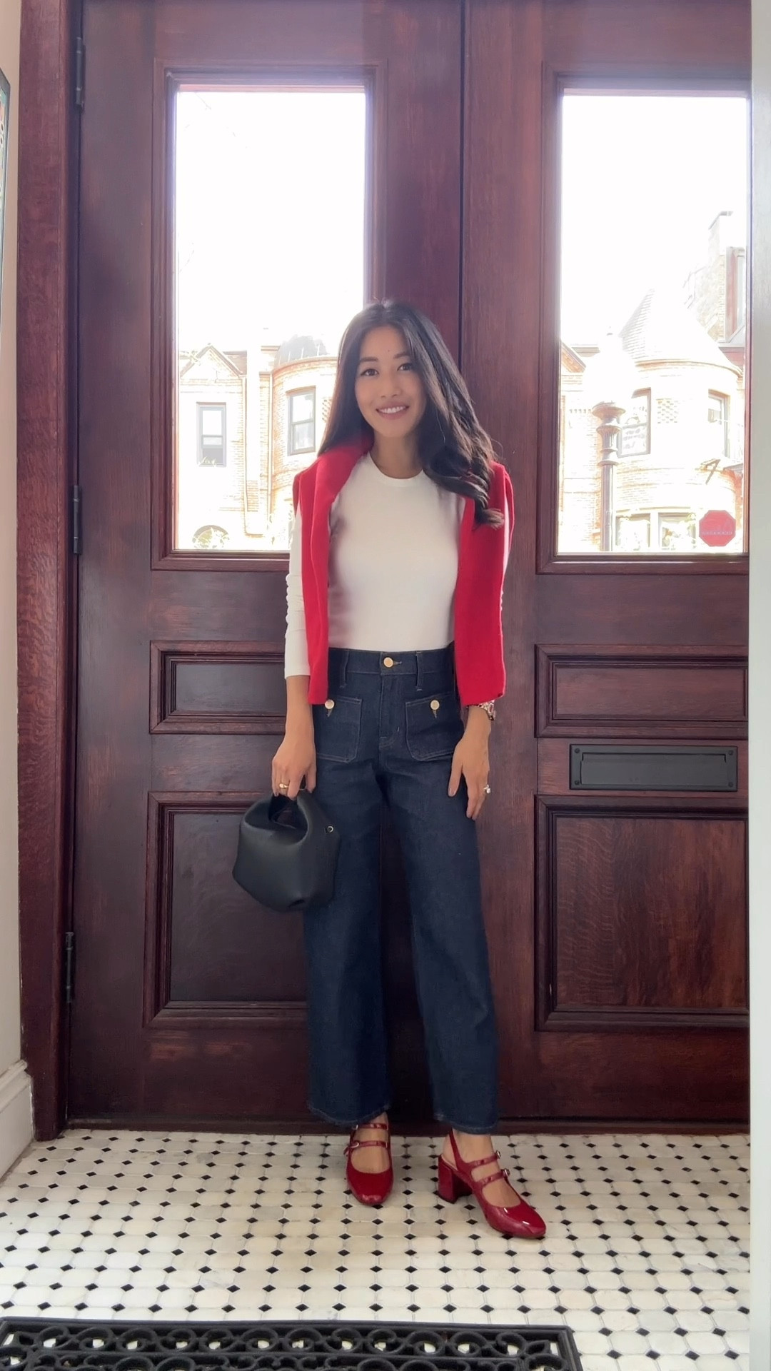 My favorite J. Crew slim wide cut of jeans are on sale in several washes! Plus an extra discount making it the lowest price I’ve seen for this cut and newer color. 

See my note below on the no pocket version 

• J. Crew sailor slim wide jeans in rinse wash 24P - I’ve been loving dark denim lately, and I think it’s a great option that can be dressed up a little more than regular denim. 

The petite has a 10.75” rise and 24” inseam, and hits me right around the ankle bone. 

These also come in a “no pocket” version, and I realized that the jackets and cardigans I usually reach for also have front pockets and the pockets at both top and bottom can sometimes be a bit much together.

For this reason I’ve noticed the no-pocket version are more versatile year round and I’ve linked them as well 

• Linked similar red sweater. Jcrew shrunken cashmere is very petite friendly and I size up to Xs 

• Amazon MaryJane pumps 5.5 so comfy!! Sezane look for a fraction of the price 

• Polene bag (not linkable)


#LTKStyleTip #LTKSaleAlert #LTKSeasonal