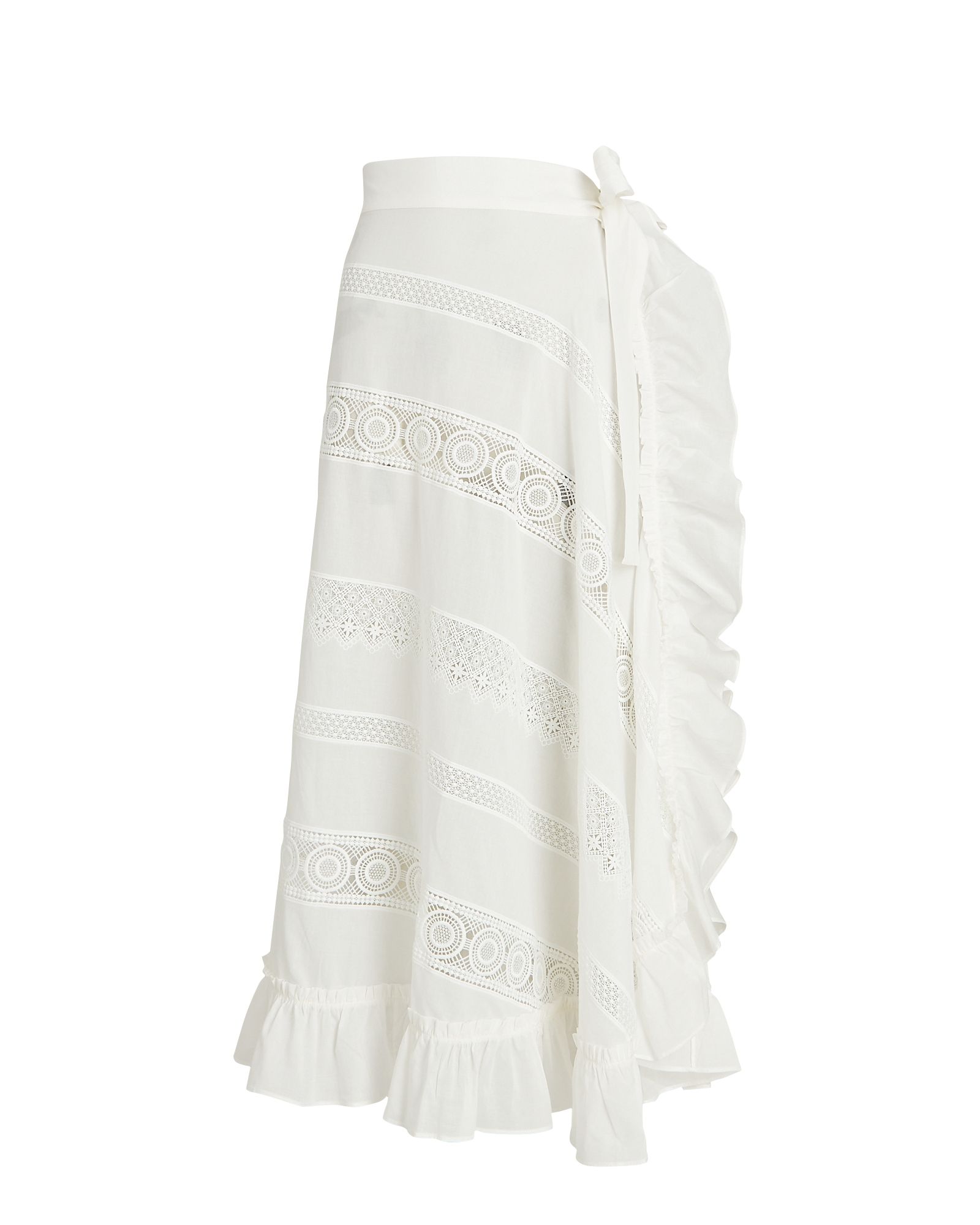 Sevillana Lace-Trimmed Cotton Maxi Wrap Skirt | INTERMIX