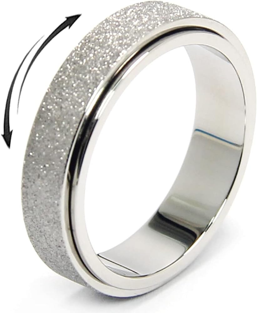 Titanium Stainless Steel Anxiety Ring for Women Men Fidget Spinner Ring, Size 6-12, Width 6MM, 5-... | Amazon (US)