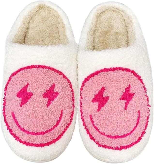 JAMANDUO Cute Happy Lightning Bolt Smiley Face Slippers Winter Cozy Plush Slip On Soft Memory Foa... | Amazon (US)