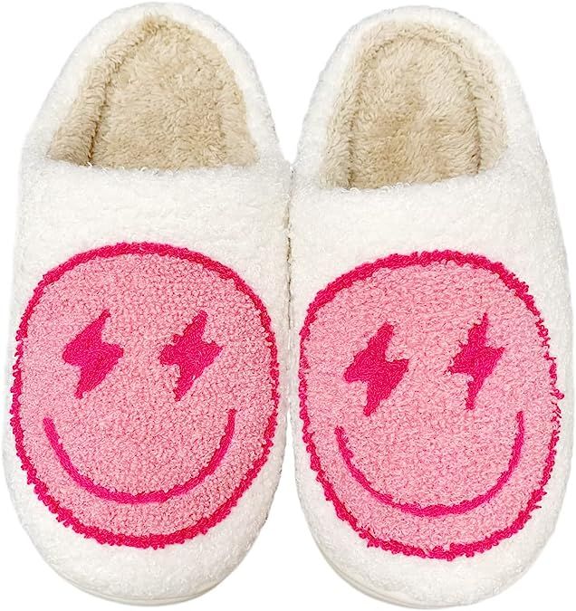 JAMANDUO Cute Happy Lightning Bolt Smiley Face Slippers Winter Cozy Plush Slip On Soft Memory Foa... | Amazon (US)