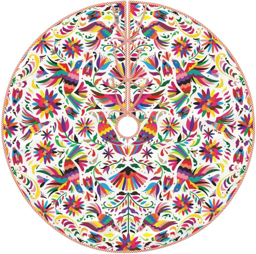 Christmas Tree Skirt Imitation Linen Xmas Tree Mat Cover Skirt Festival Holiday Party Ornament Ch... | Amazon (US)