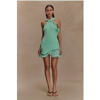 Caprice Halter Knit Mini Dress / Lagoon | MESHKI | S | MESHKI US