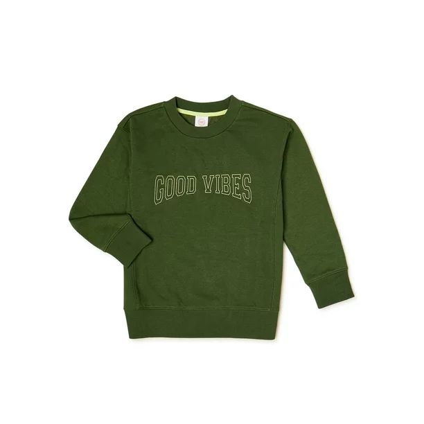 Wonder Nation Boys Long Sleeve Crewneck Sweatshirt, Sizes 4-18 & Husky - Walmart.com | Walmart (US)