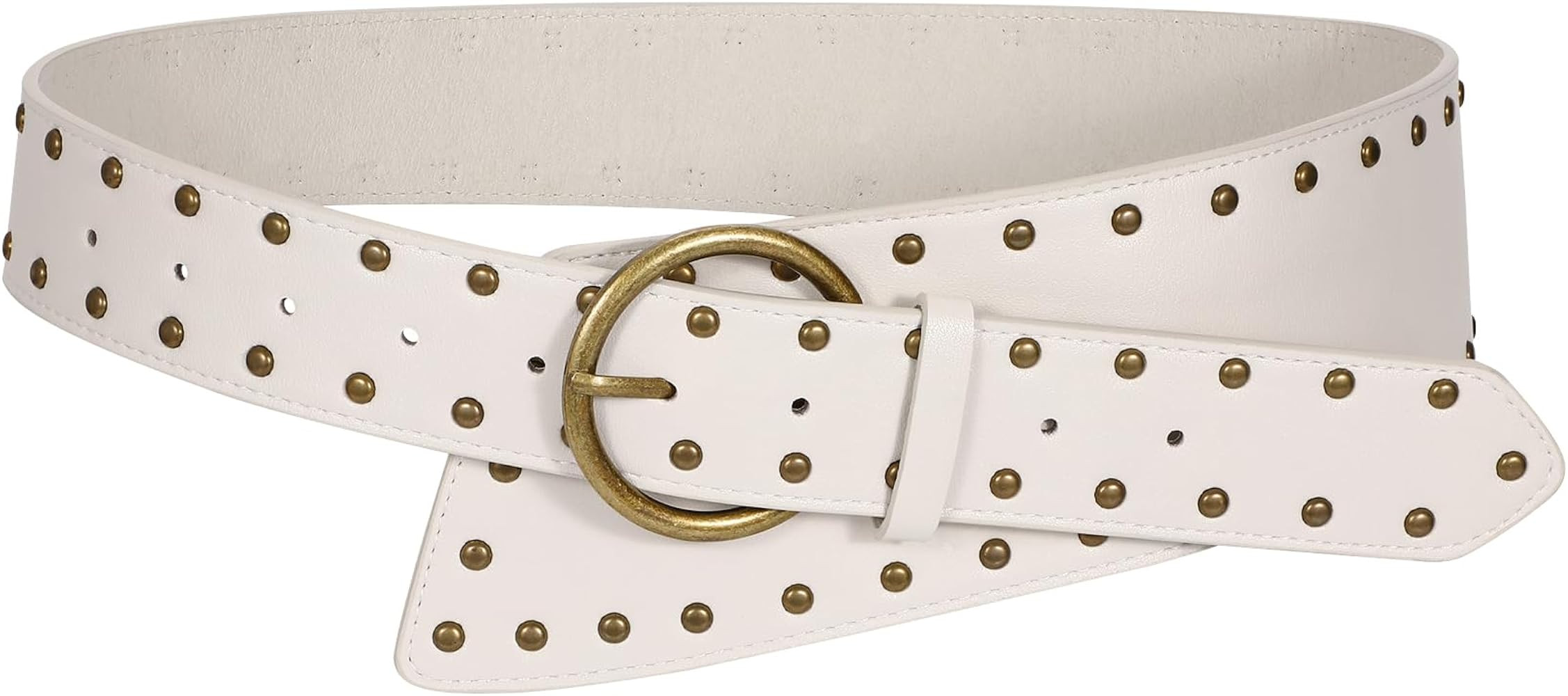 JASGOOD Women's Wide Waist Belt for Dresses Fashionable Rivet-Studded Thick Leather Belt with Gol... | Amazon (US)
