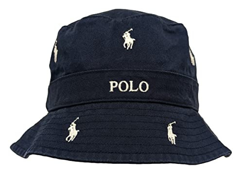 Polo Ralph Lauren Men's Twill Scattered Pony Bucket Hat (as1, Alpha, s, m, Navy (White Pony)) | Amazon (US)