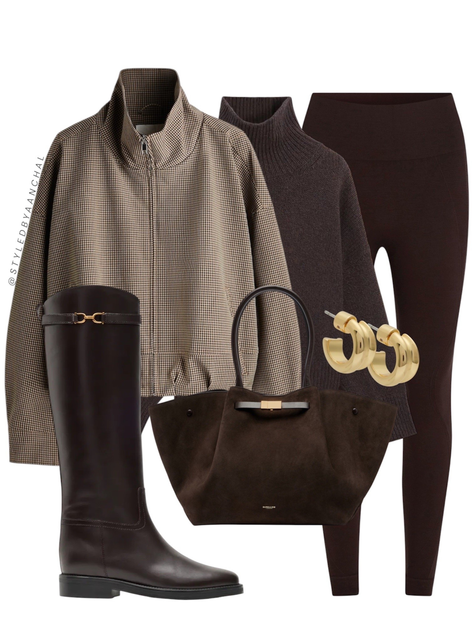 All brown leggings outfit



Brown leggings 
Taupe checked jacket
Brown turtleneck sweater 
Cos
Massimo Dutti
Hm
Brown leggings
Brown riding boots

#LTKshoes #LTKstyletip #LTKmodest