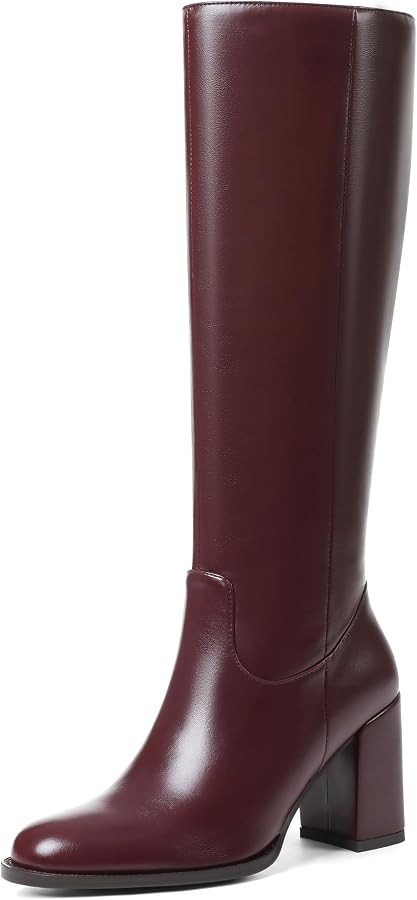 Synchoiss Knee High Boots for Women Wide Calf Chunky Heel Tall Boots | Amazon (US)