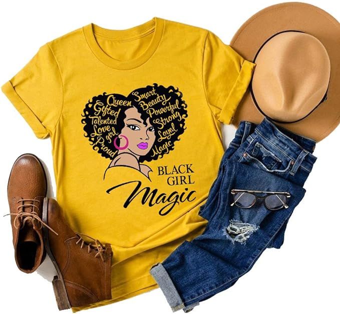 Black Girl Graphic - Melanin Afro Women Magic T Shirt Black Girl Pride Gift Tee Short Sleeve Tops | Amazon (US)