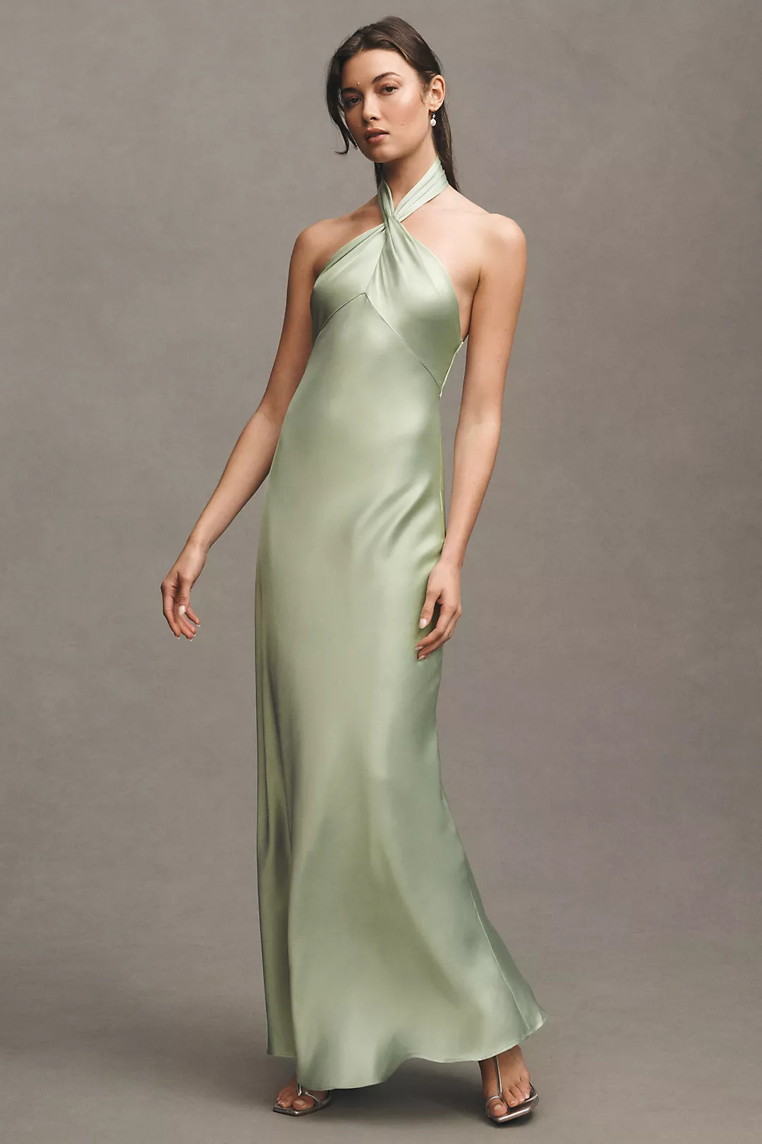 BHLDN Selma Halter-Neck Satin Maxi Dress | Anthropologie (US)