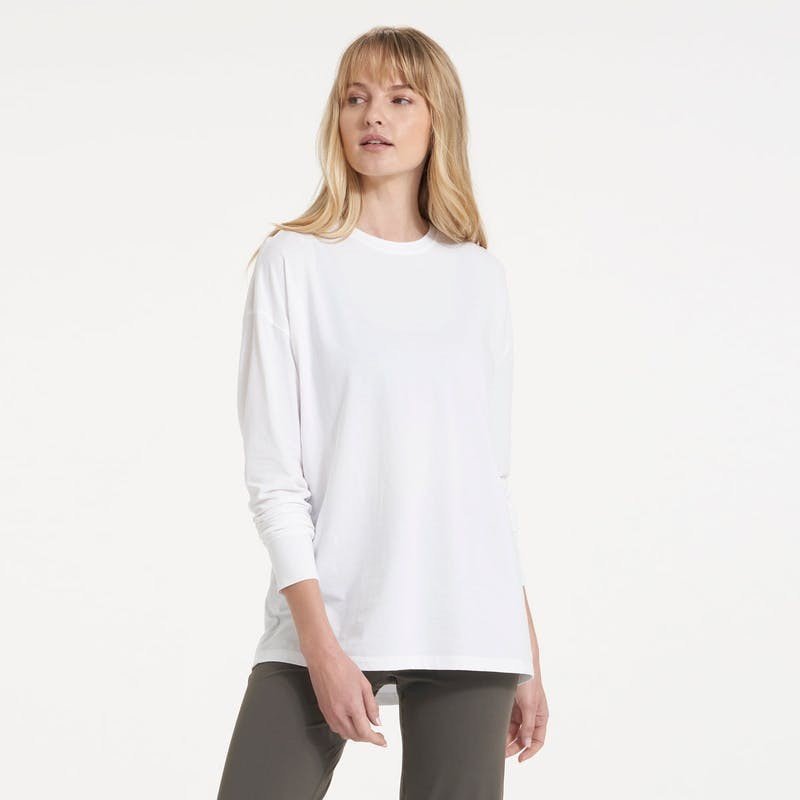 Long-Sleeve Feather Tee | White | Vuori Clothing